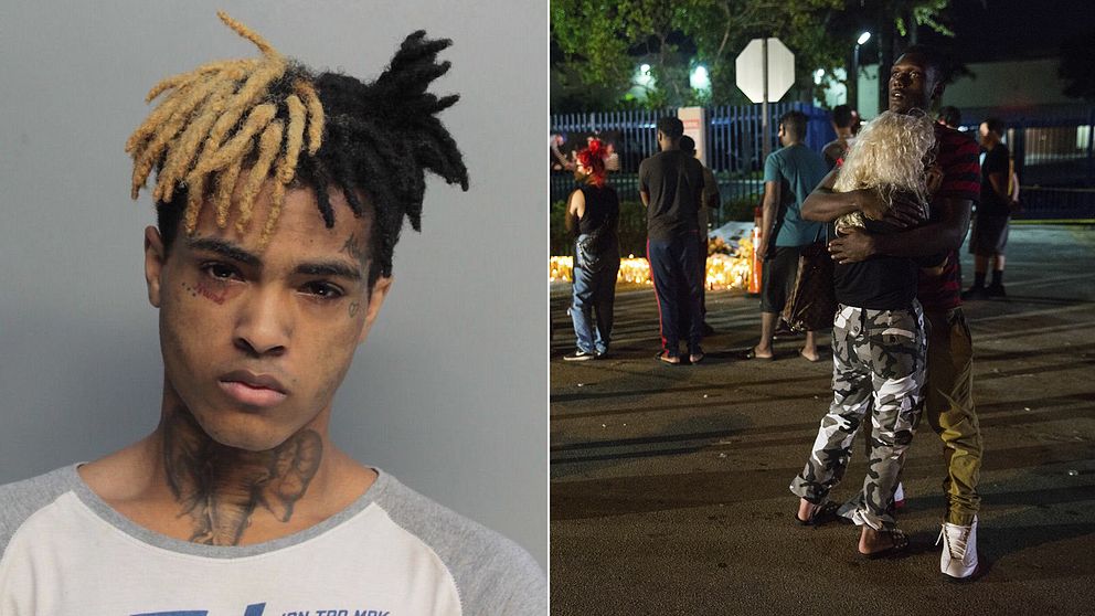 Fans samlades vid mordplatsen i Deerfield, Florida för att sörja efter att XXXTentacion skjutits till döds den18 juni.