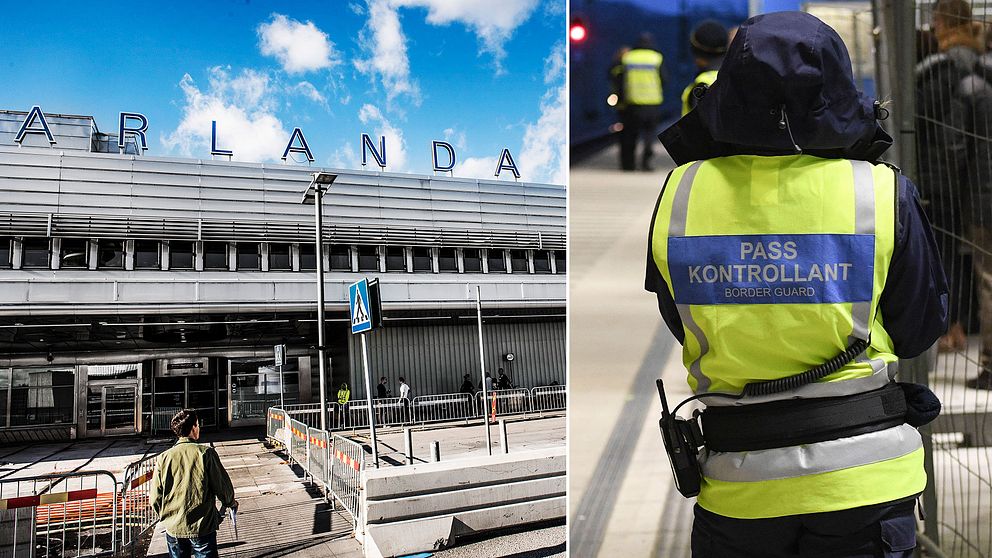 Arlanda flygplats och en gränspolis.