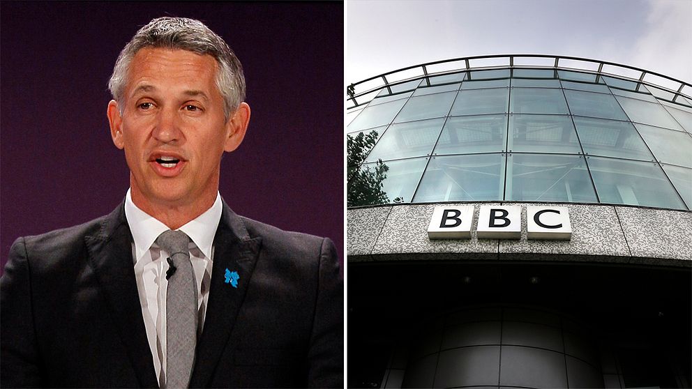Brittiska programledaren Gary Lineker och exteriören på BBC:s kontor