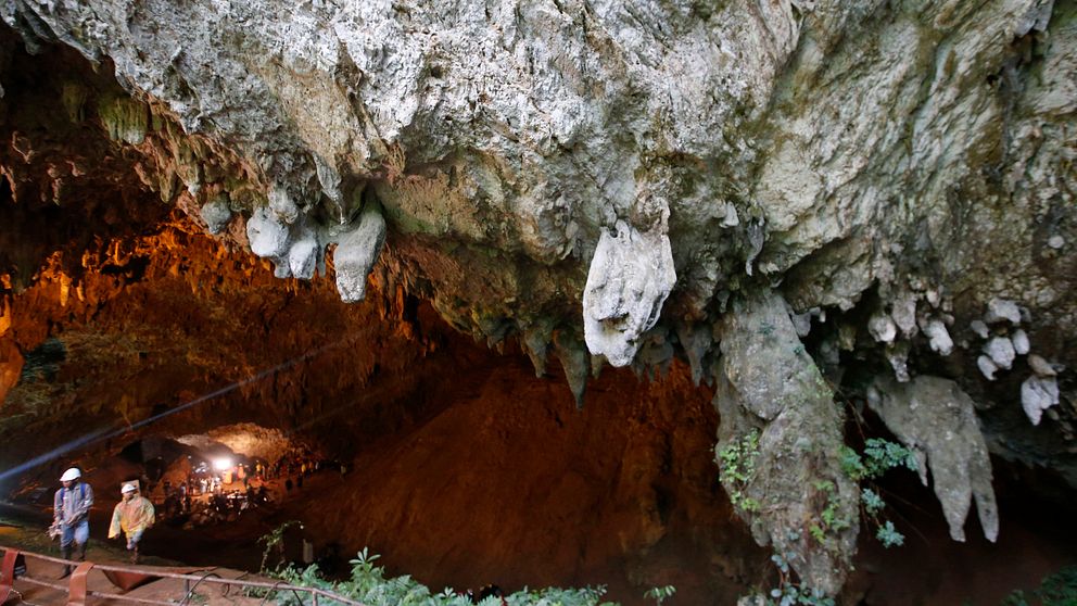Tham Luang-grottorna i Thailand, där de tolv pojkarna och deras fotbollstränare var instängda.