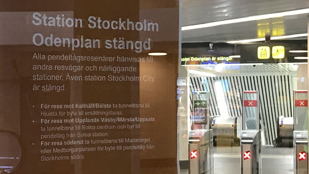 Inga pendeltåg stannar på stationerna Odenplan och Stockholm city