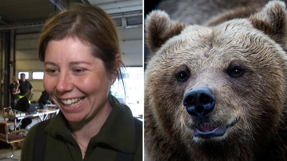 Sofie Nyman och en genrebild på en björn.