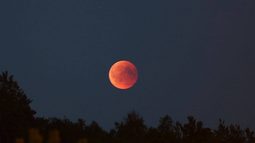 Månen fotad av Christian Enström i Lindome söder om Göteborg strax efter klockan 23 på fredagskvällen.