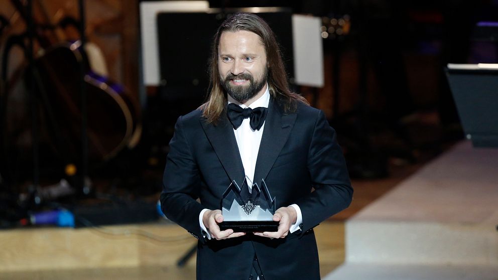 Max Martin med sitt polarpris under Polarpriset 2016 prisceremoni på Konserthuset i Stockholm.