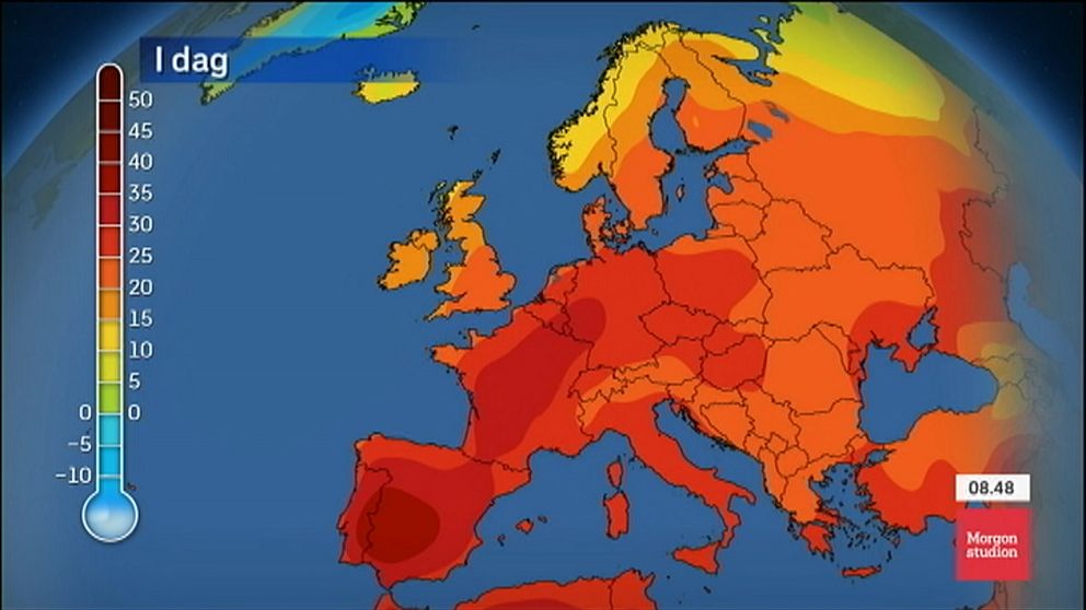 Värmekarta över Europa.