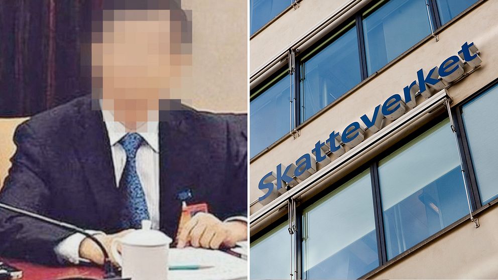 T.v den misstänkte mannen och t.h Skatteverkets kontor i Stockholm.