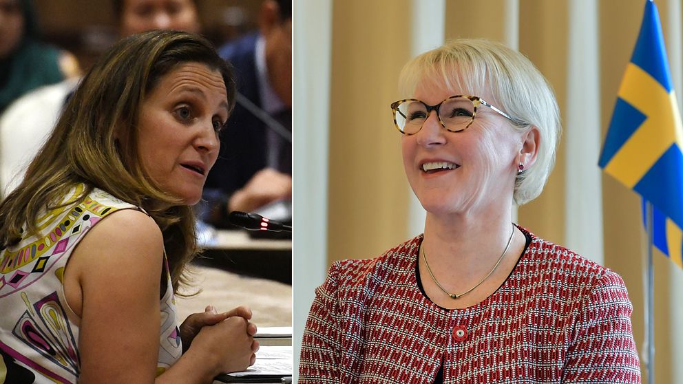 Kanadas utrikesminister Chrystia Freeland och Sveriges utrikesminister Margot Wallström (S).