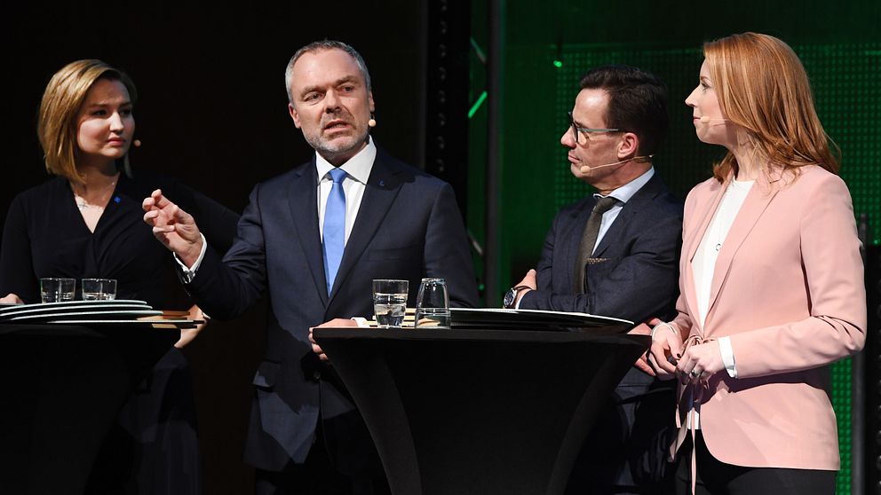 Alliansens partiledare från vänster Ebba Busch Thor (KD), Jan Björklund (L), Ulf Kristersson (M) och Annie Lööf (C) under Centerpartiets kommundagar i Stockholm tidigare i år.