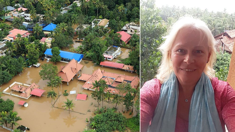 ”Jag handlar förnödenheter och ser till att det kommer fram dit det ska”, säger Sonja Dunkars, från Bromma, som avbröt semestern i Indien och började hjälpa till efter regnkatastrofen.
