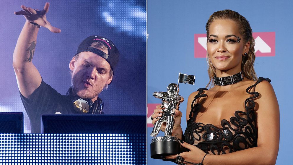 Delad bild: Först en på Tim ”Avicii” Bergling och sedan en bild på sångaren Rita Ora.