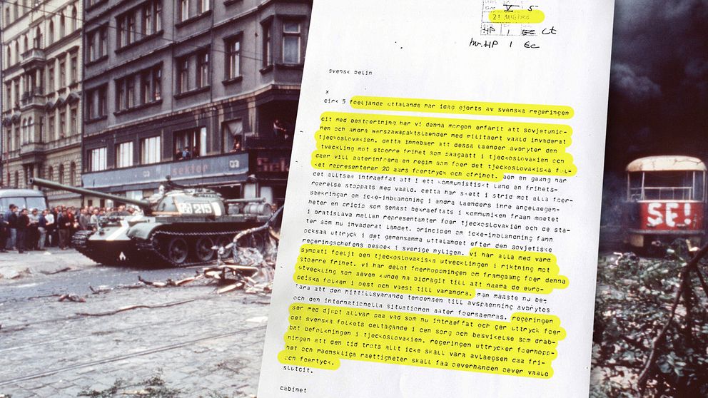 Den svenska regeringens uttalande om invasionen i Prag 1968.