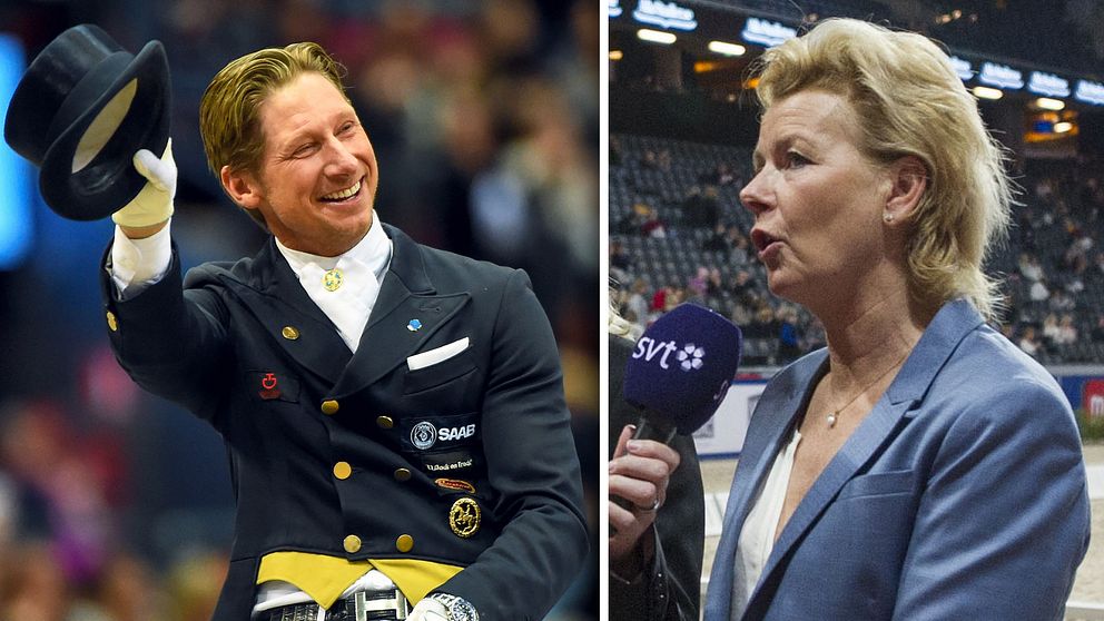 Ryttaren Patrik Kittel (vänster) och SVT:s expert Gunilla Byström (höger).