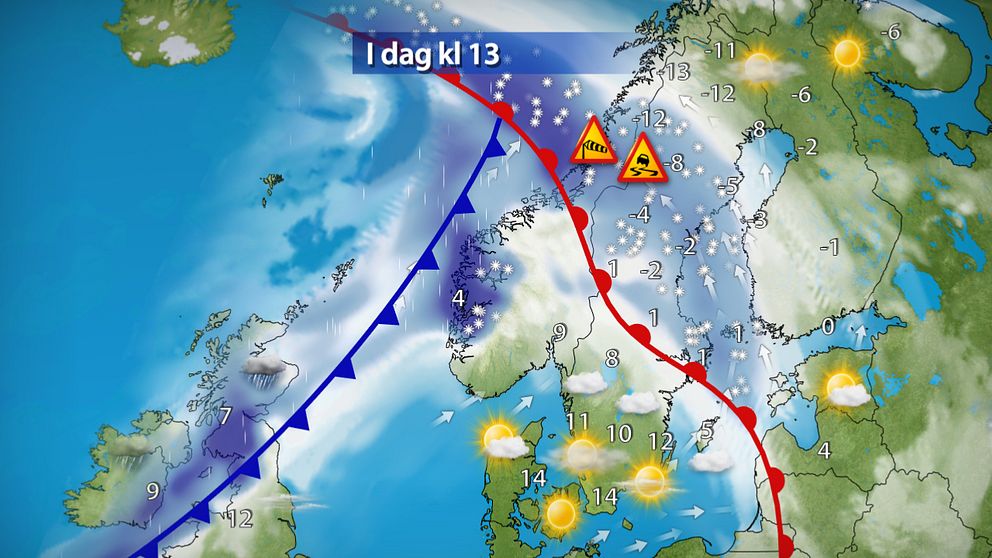 Snöhalka och blåst