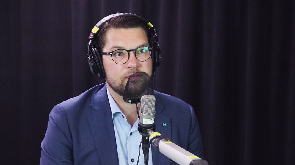 Jimmie Åkesson under intervjun i Morgonpasset i P3.