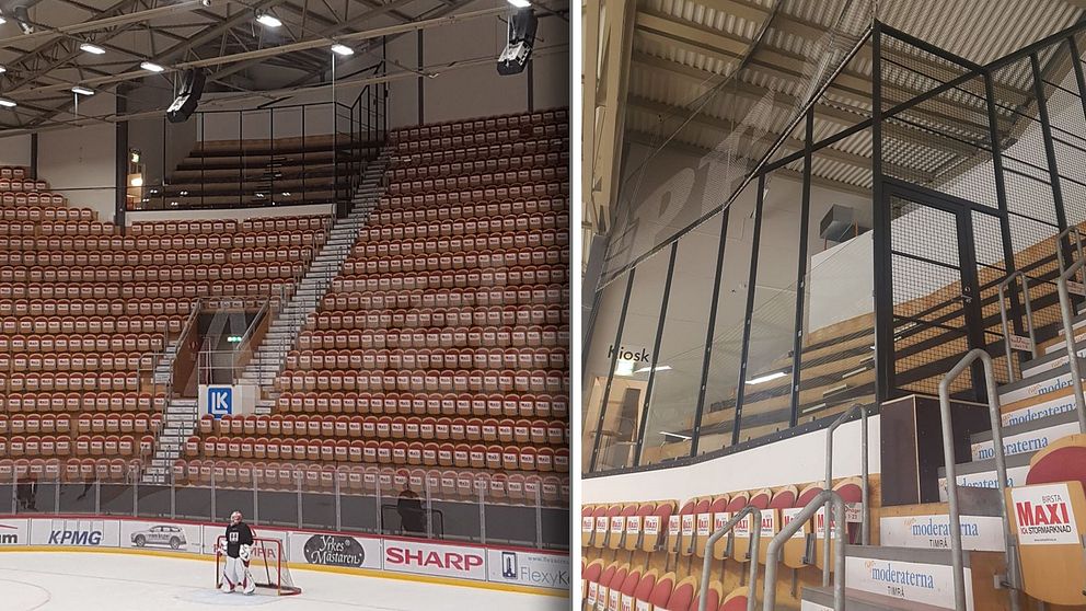 Den omtalade ”buren” i NHK Arena i Timrå.