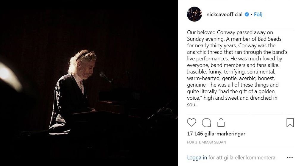 Conway Savage, pianist i bandet Nick Cave & The Bad Seeds är död