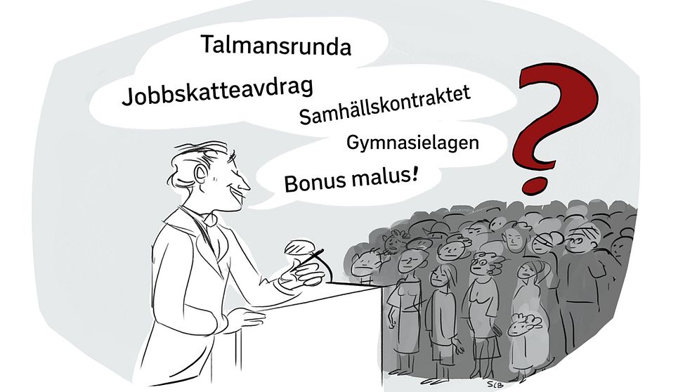 Talmansrunda, samhällskontraktet och bonus malus. Det är några ord som svenska politiker slänger sig med.