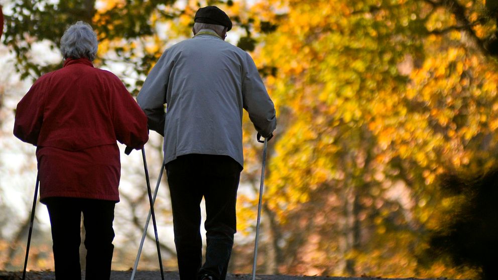 Ett äldre par på promenad.