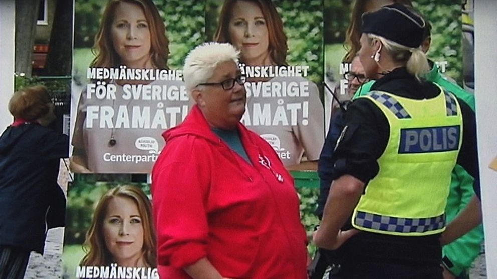 Marie Dahlin (S) på torgmötet i Vänersborg.