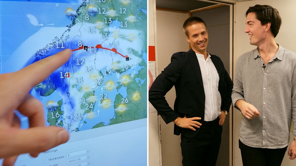 SVT:s meteorolog Nils Holmqvist och reporter Torbjörn Averås Skorup.