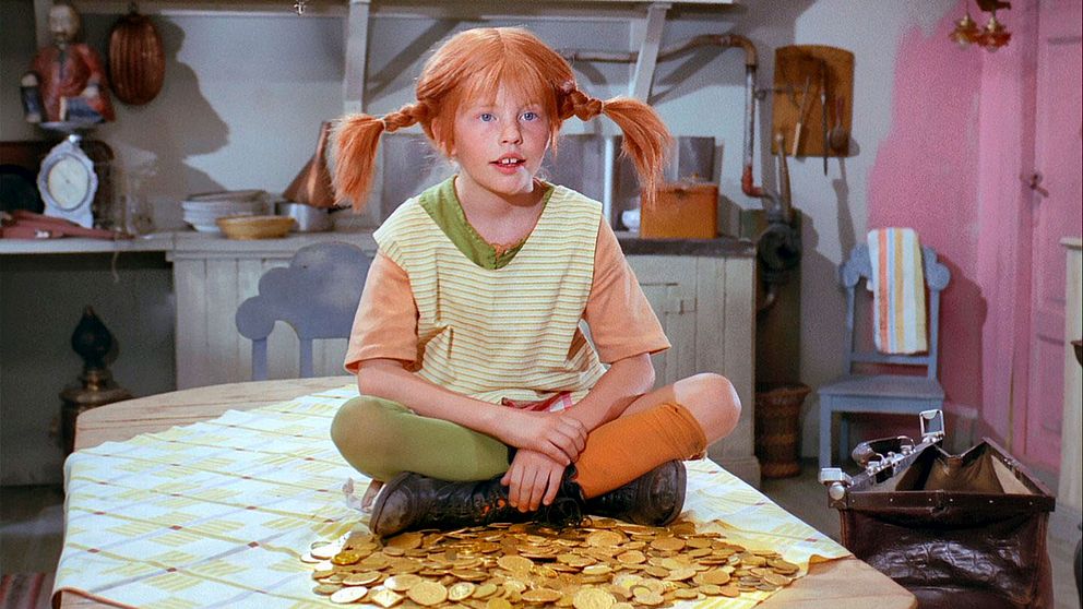 Inger Nilsson som Pippi i tv-serien ”Pippi Långstrump” från 1969, som visades i Sveriges Television.