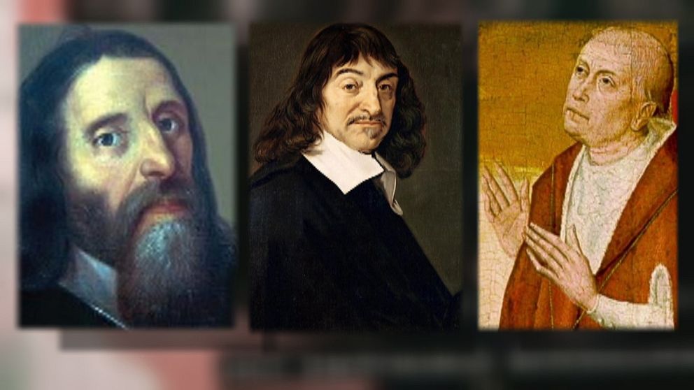Giordano Bruno (1548-1600), René Descartes (1596-1650) och Nicholas Cusanus (1401-1464)