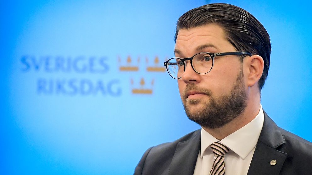 Foto på Sverigedomkraternas partiledare Jimmie Åkesson