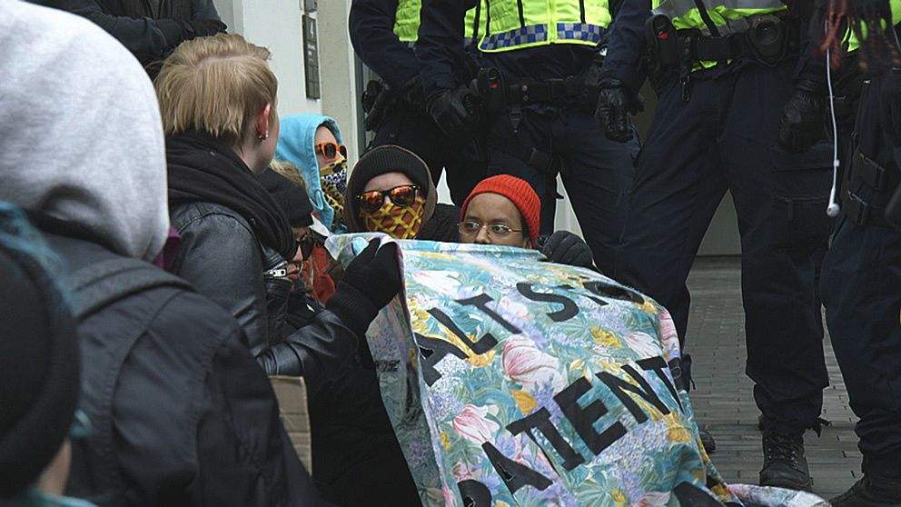 Protester i Malmö mot Jimmie Åkessons besök.