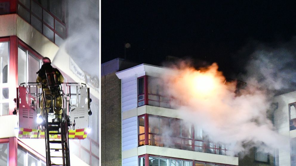 Räddningstjänsten bekämpade under lördagskvällen branden på åttonde våningen i Arlöv.
