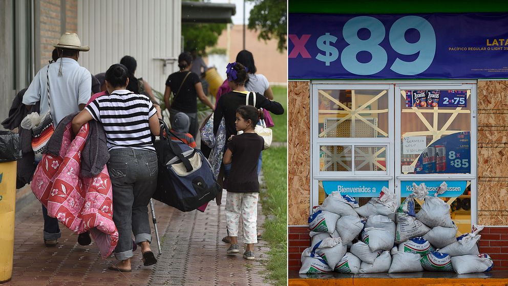 Människor som evakueras och butikerna som har spikat igen sina fönster i väntan på orkanen Willa i Mazatlan på Mexikos västkust.