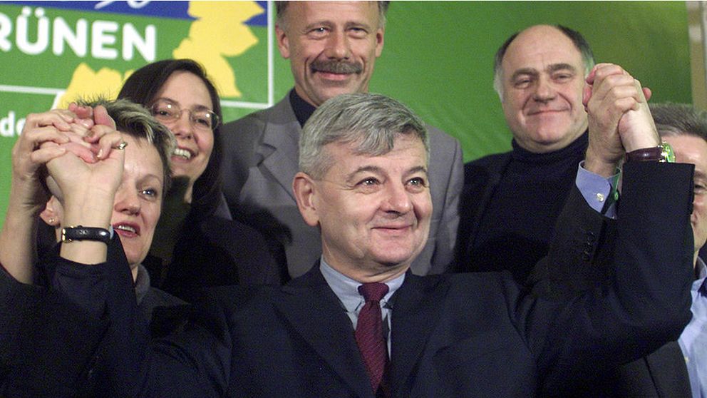 Joschka Fischer var utrikesminister 1998-2005. Bilden är från 2002 då han utsågs till partiets toppkandidat.