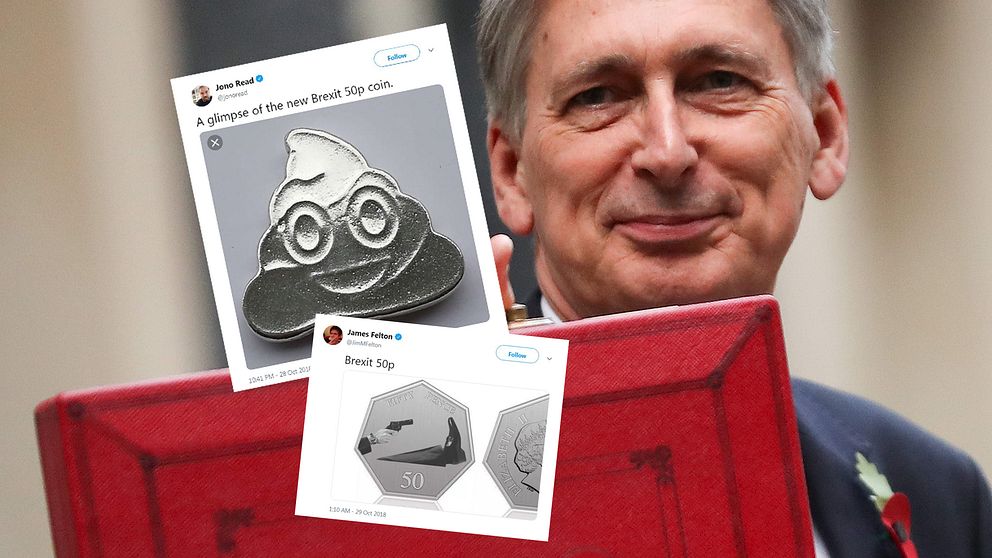 Philip Hammond visade upp den röda budget-lådan inför presentationen av budgeten för parlamentet.