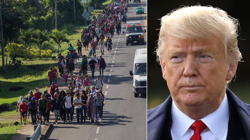 ”Det är en farlig grupp människor”, säger USA:s president Donald Trump om migranterna som är på väg mot den gränsen.