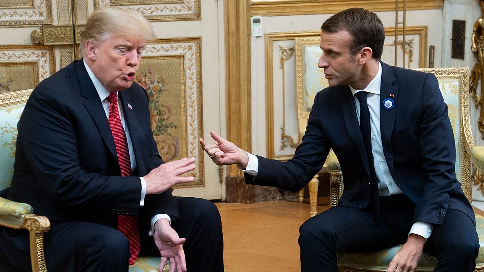 Donald Trump befinner sig i Frankrike för att möta Emmanuel Macron och högtidlighålla första världskrigets slut.