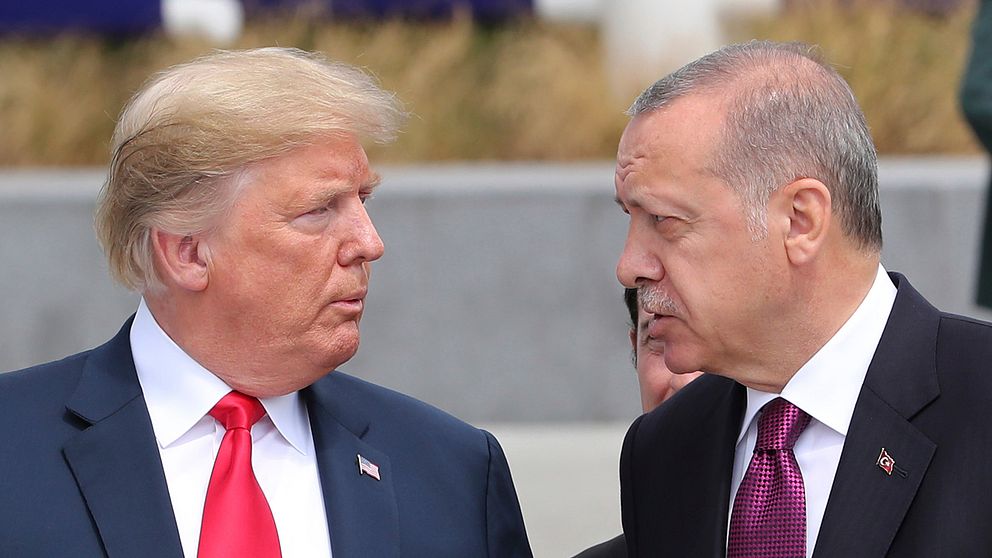 USA:s president Donald Trump och Turkiets president Recep Tayyip Erdogan. Arkivbild från i somras.