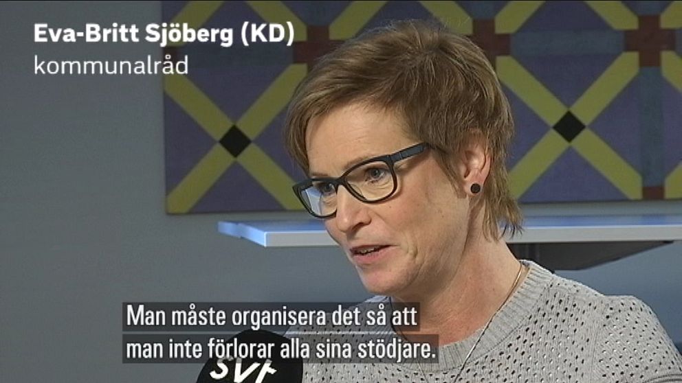 Porträttbild på Eva-Britt Sjöberg med texten: ”Man måste organisera det så att man inte förlorar alla sina stödjare.”