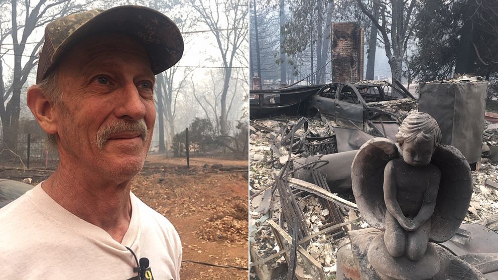 Stewart Nugent lyckades rädda sitt hus från elden. Resten av staden Paradise brann.