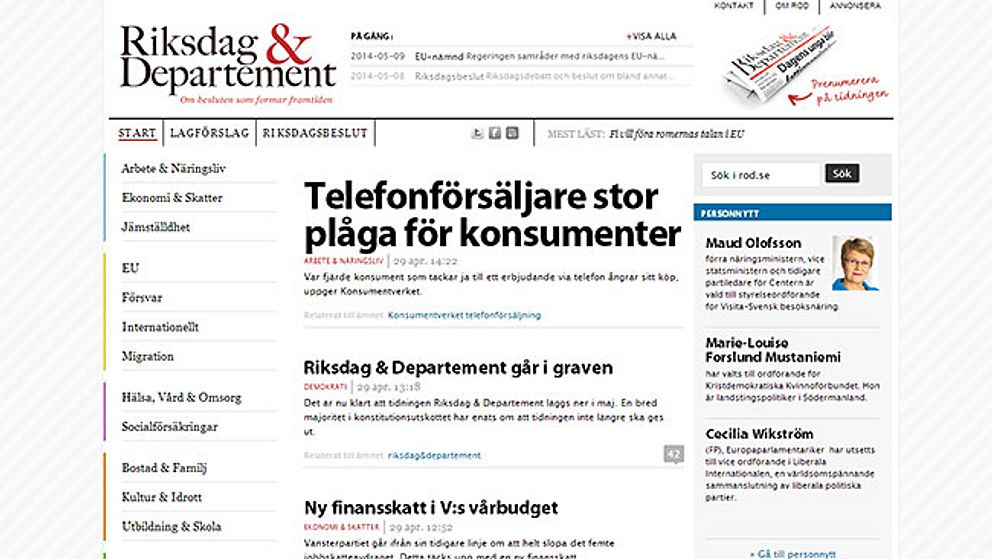 Riksdag & Departements sajt.