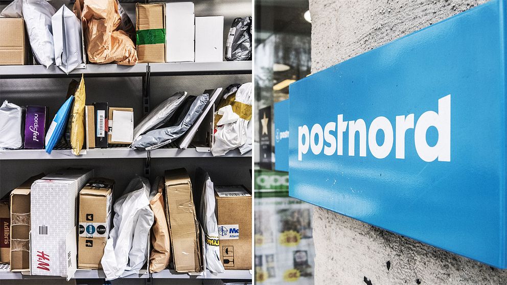 Bilder på paket och en Postnord-logotyp.