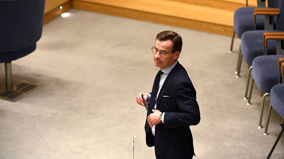 Moderaternas partiledare Ulf Kristersson (M) efter statsministeromröstningen i riksdagen – då han röstades ned.