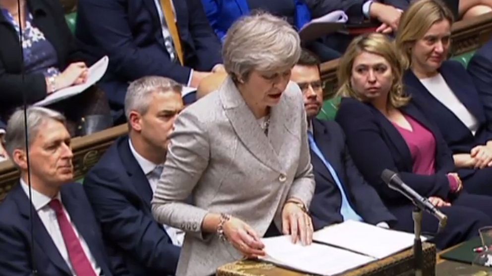 Theresa May talar i parlamentet