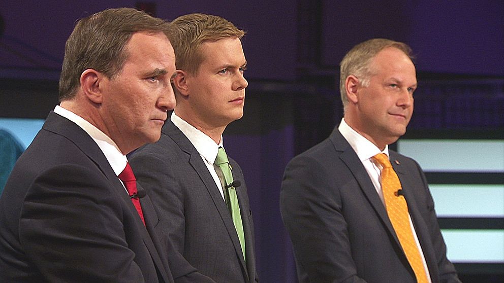 Stefan Löfven, Gustav Fridolin, Jonas Sjöstedt i Agendas partiledardebatt.