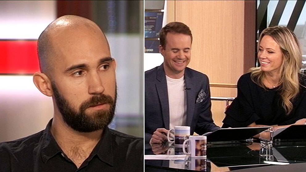 Emil Persson, Pelle Nilsson och Carolina Neurath i SVT:s Morgonstudion