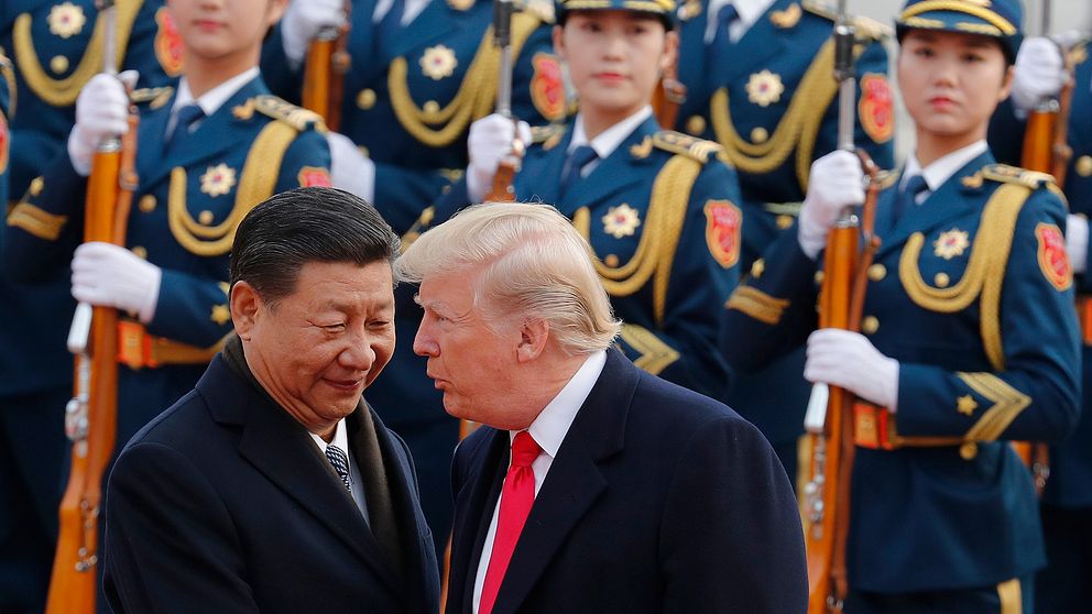 Kinas president Xi Jinping samtalar med USA:s president Donald Trump.