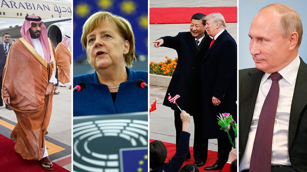 bin Salman, Merkel, Xi, Trump och Putin