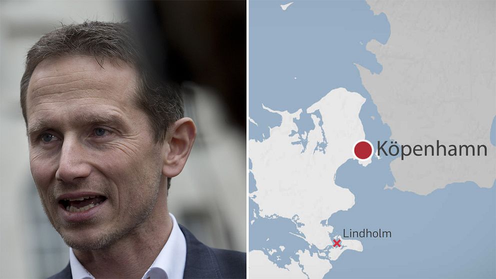 Danmarks finansminister Kristian Jensen samt en karta.