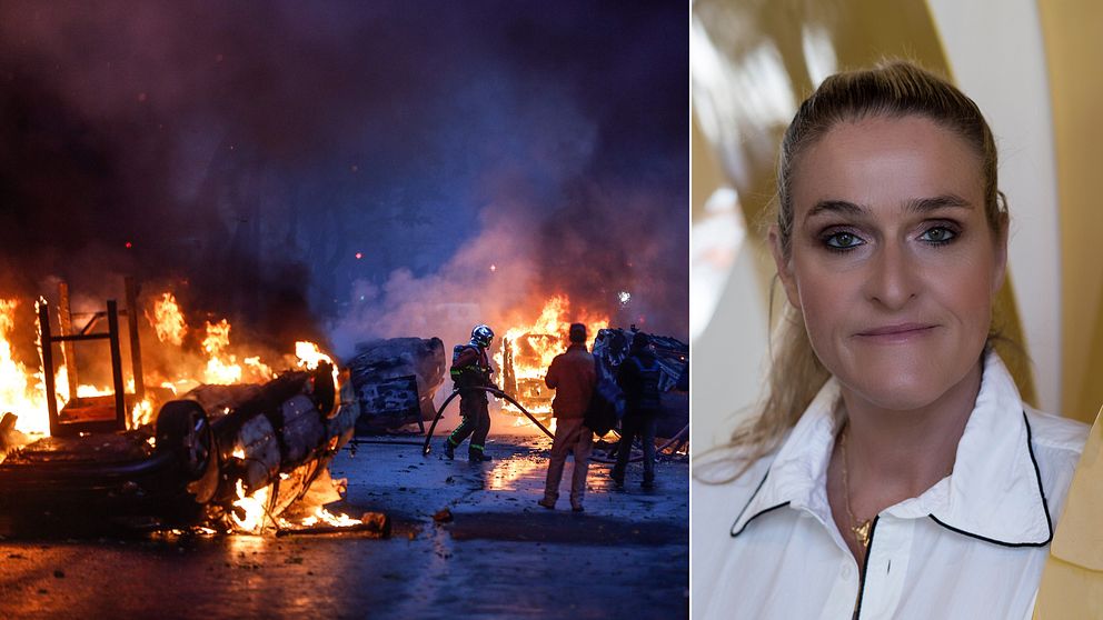 ”De plundrar fortfarande vinaffären mittemot oss”, säger Angelina Jolin till SVT när hon intervjuas över telefon från Paris.