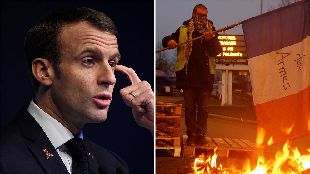 Stödet för Frankikes president Emmanuel Macron är rekordlågt efter den senaste tidens våldsamma protester mot de planerade höjningarna på bensinskatten.