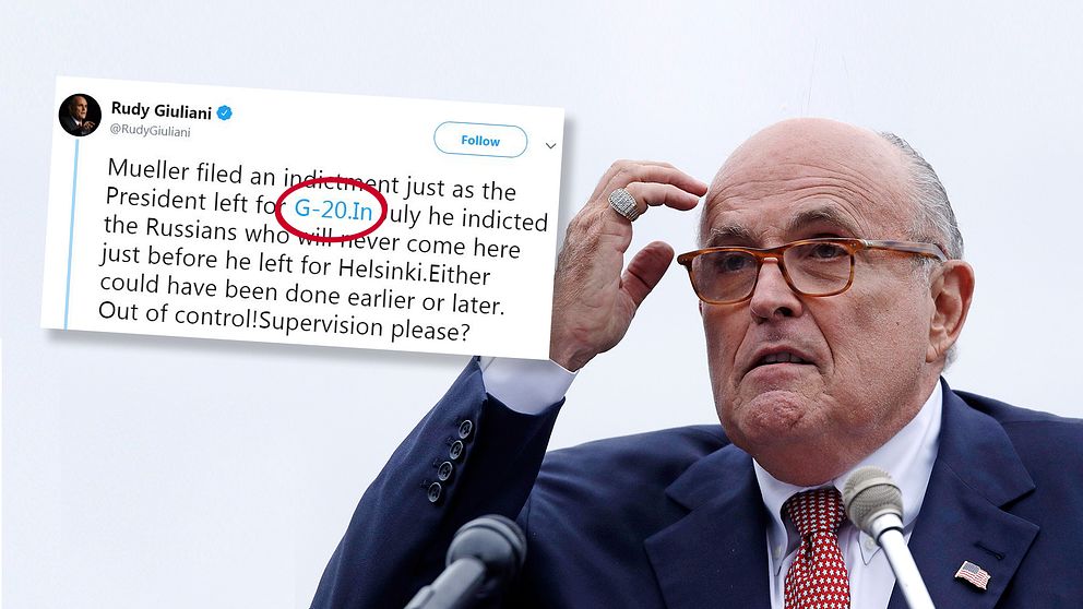 Rudy Giuliani: ”Twitter tillät någon att invadera min text med ett vedervärdigt anti-president-meddelande.”