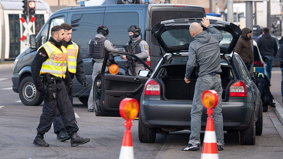Tysk poliskontroll på gränsen mellan Frankrike och Tyskland den 13 december 2018.